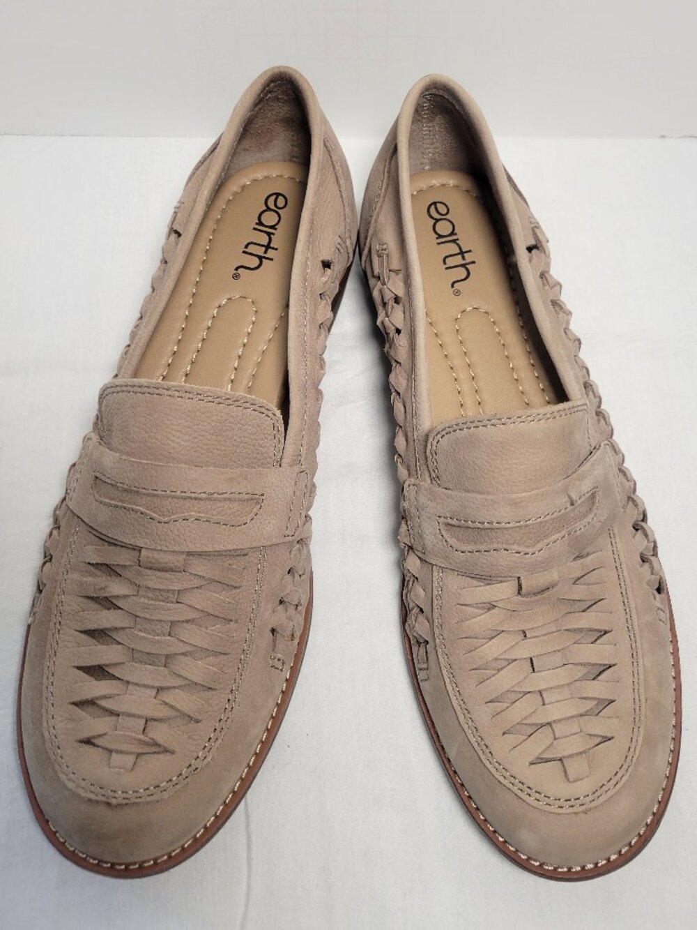 Earth Etella Woven Leather Penny Loafers Taupe Women's Size 8M